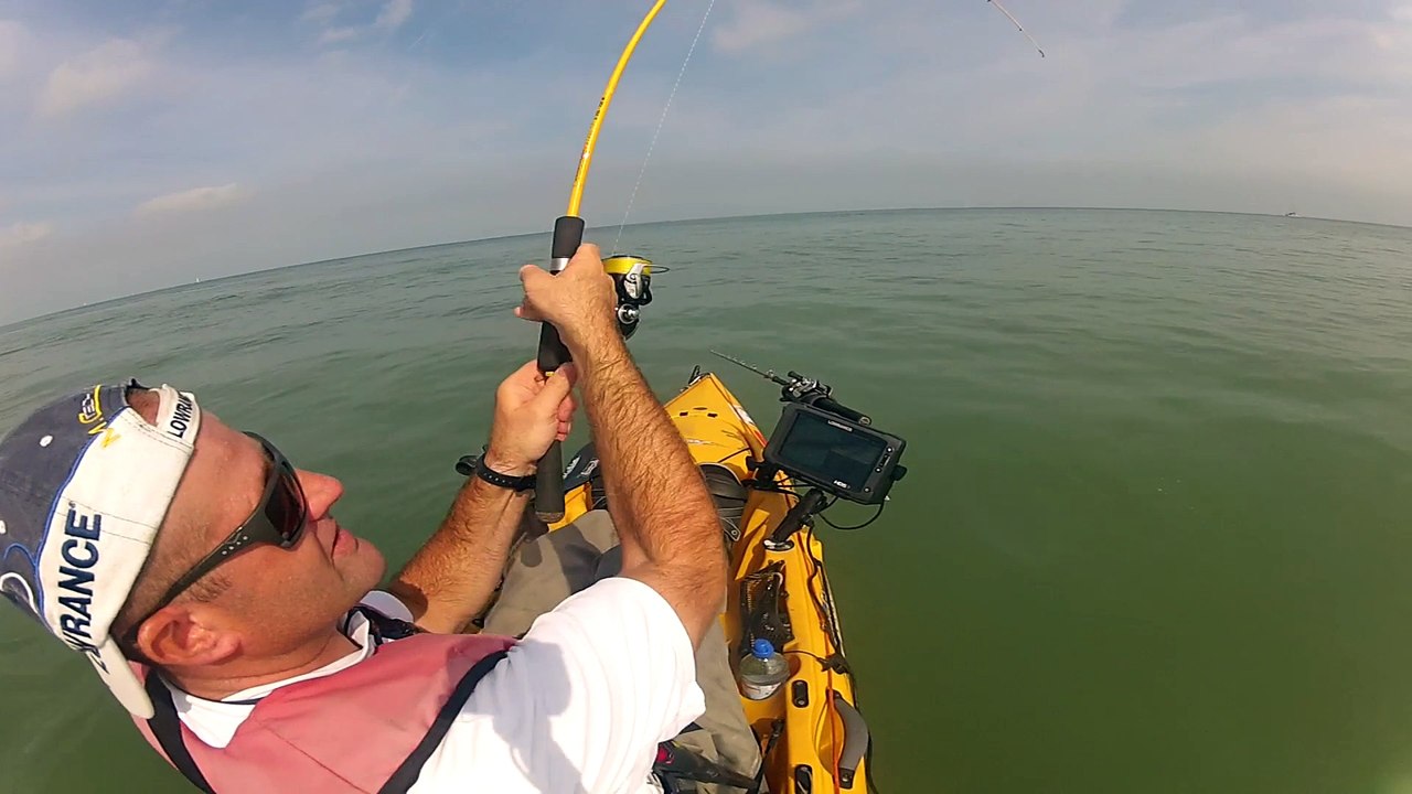 Août 2014 Gros bar en kayak sur épave