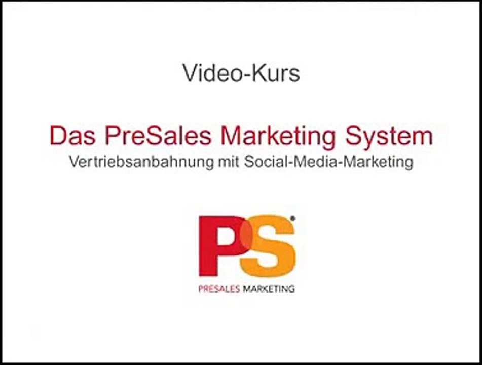 Information zum 'Der Pre Sales Marketing Videokurs'