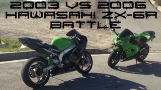 2003 VS 2006 Kawasaki ZX-6R 636 RACE BATTLE + BIKE SWAP