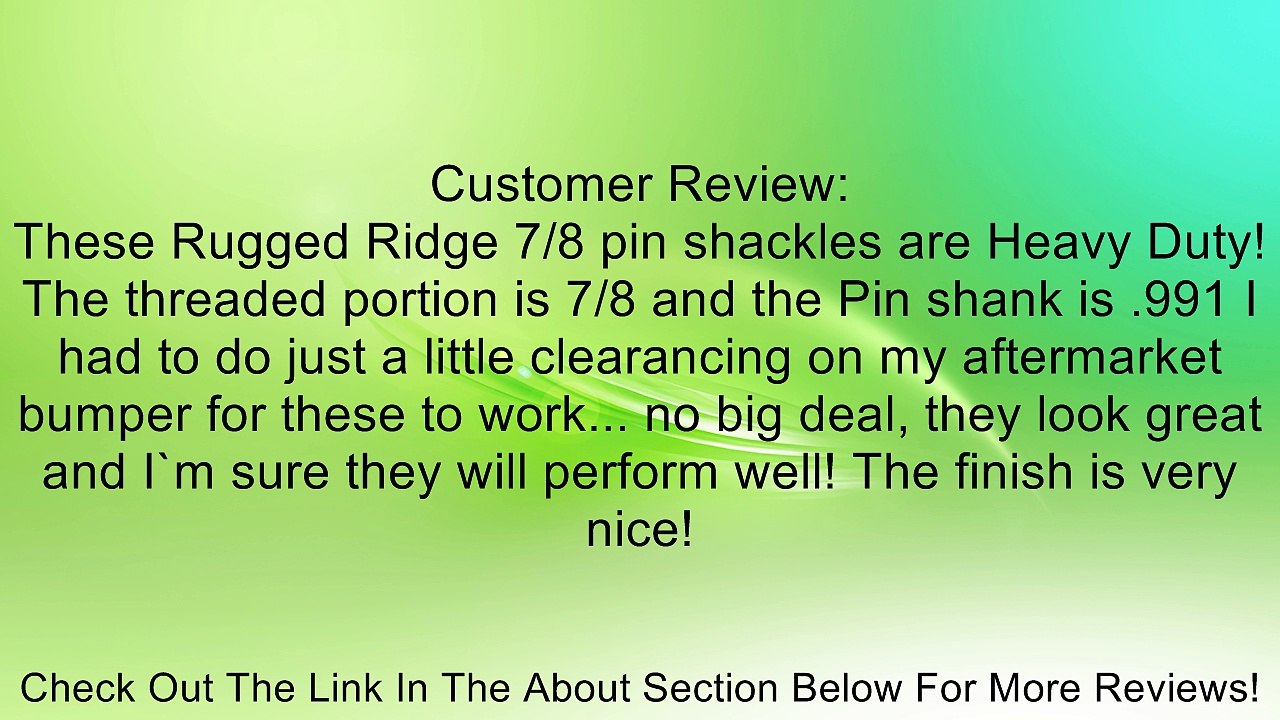 Rugged Ridge 11235.01 Heavy-Duty Zinc D-Ring - 9500lb capacity Review