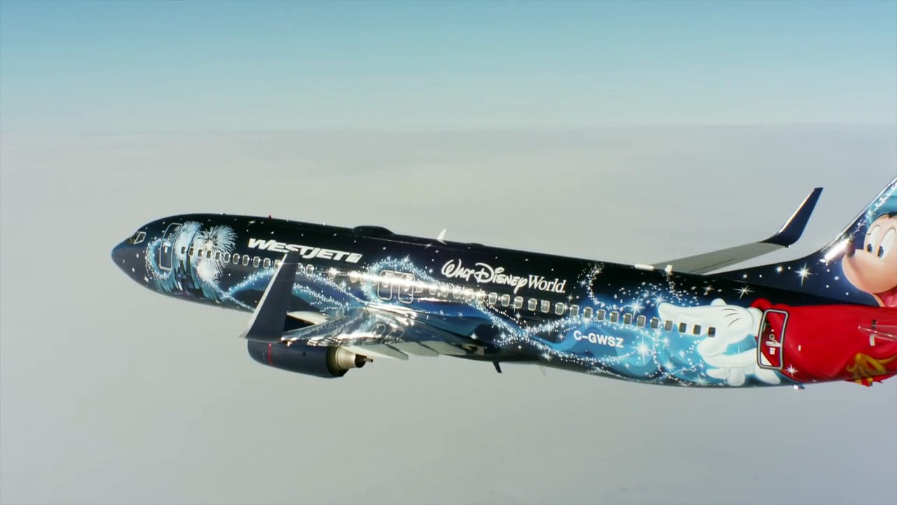 Amazing WestJet Magic Plane with custom-painted theme