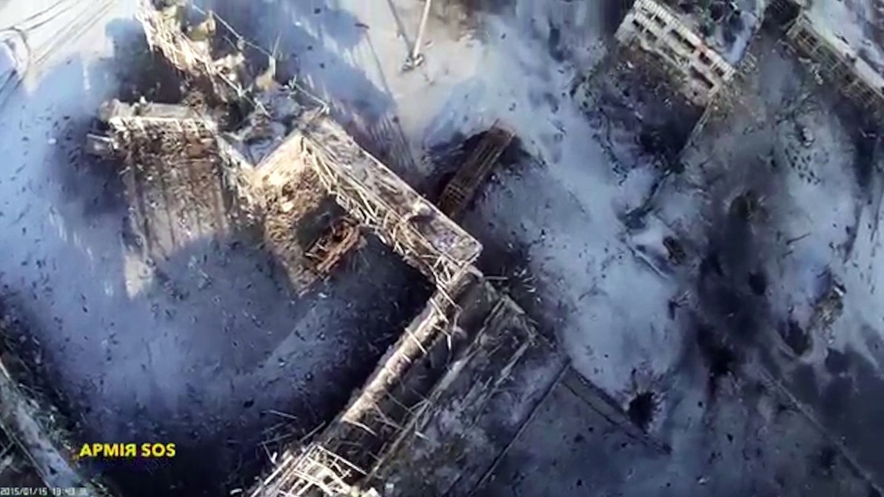Drone footage shows devastation at Donetsk airport