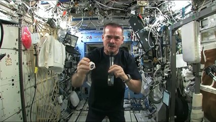 Wringing out a Water Soaked Washcloth in Space - CSA Science HD Video