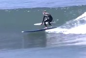 Austin Keen surf with 3 boards on a single wave