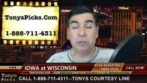 Wisconsin Badgers vs. Iowa Hawkeyes Free Pick Prediction NCAA College Basketball Odds Preview 1-20-2015