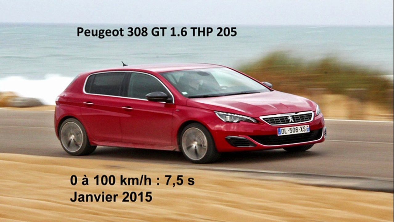 Vidéo : le 0 à 100 km/h à bord de la Peugeot 308 GT 1.6 THP 205