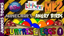 Opening Cartoon Surprise Eggs #1 | Minecraft, LaLaLoopsy, Littlest Pet Shop, Minions, Angry Birds