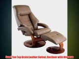 Sand Tan Top Grain Leather Swivel Recliner with Ottoman