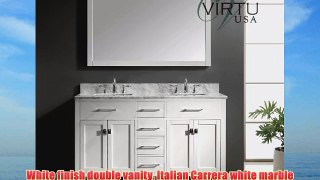 Virtu USA MD-2060-WMSQ-WH Caroline 60-Inch Bathroom Vanity with Double Square Sinks in White