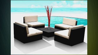 Outdoor Patio Furniture Wicker Sofa Sectional 5pc Resin Couch Set