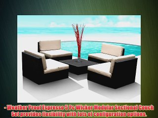 Outdoor Patio Furniture Wicker Sofa Sectional 5pc Resin Couch Set