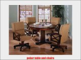 Three-in-One Solid Oak Wood Pool Poker Game Dining Table Chairs set