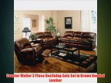 Coaster Walter 3 Piece Reclining Sofa Set in Brown Bonded Leather