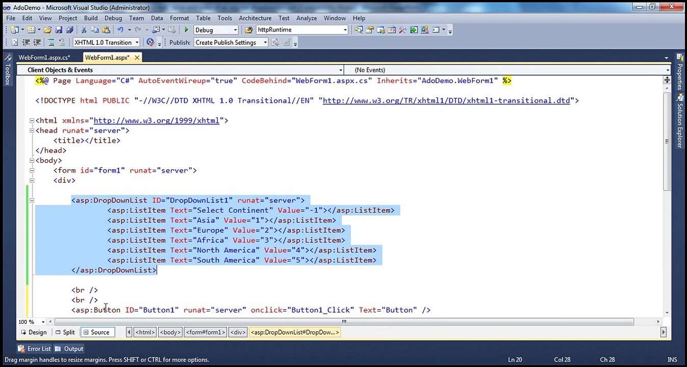 How to Retrieve Selected Item Text, Value & Index in Asp.Net - Part - 21