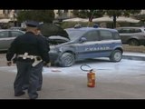 Salerno - Ragazzo dà fuoco ad auto della polizia -2- (19.01.15)