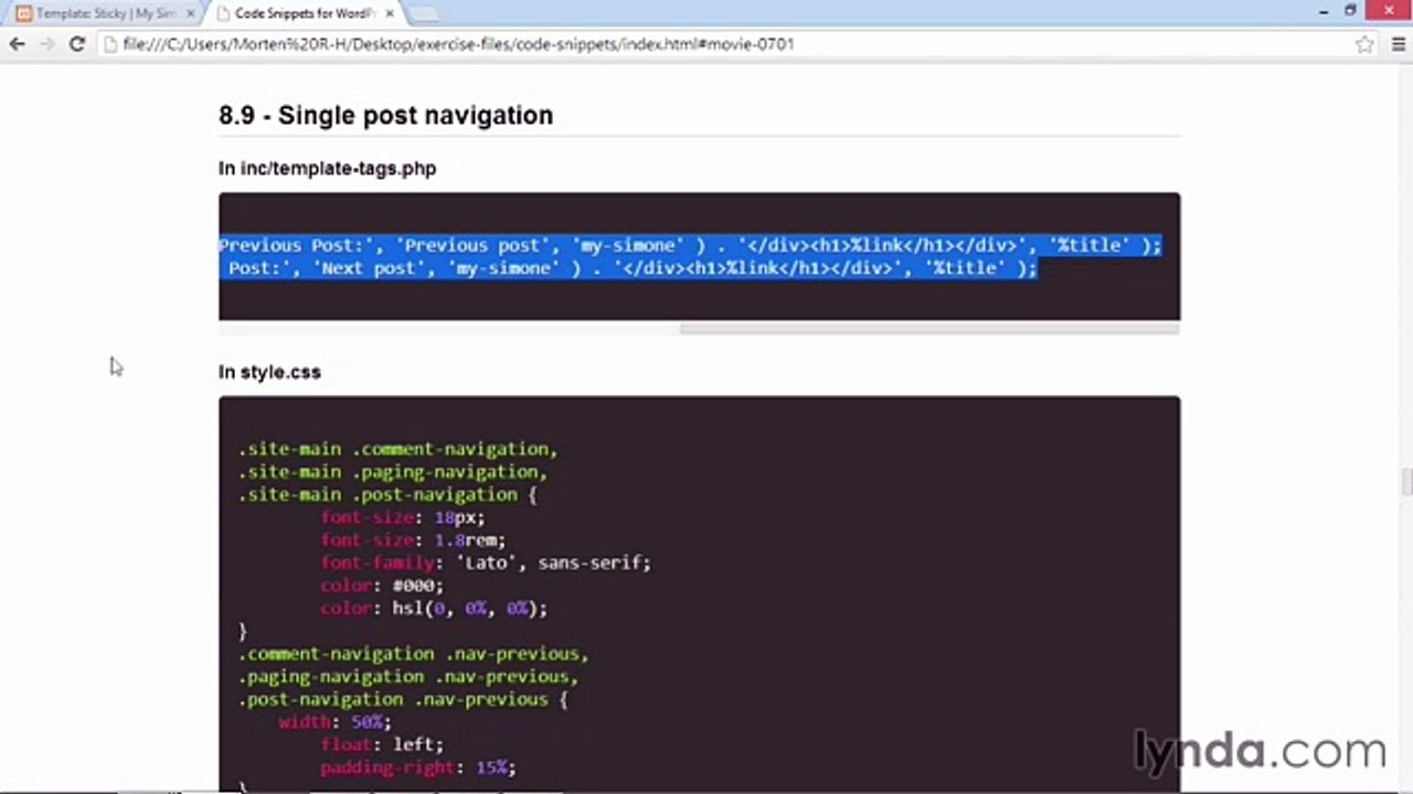 Building Theme from Scratch with underscore lecture 49 post nav