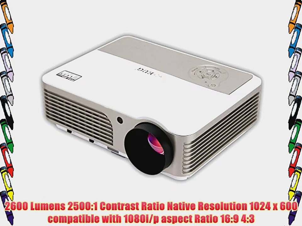 EUG X760  Multimedia HD 3D Ready Home Office LCD Digital Projector 1080P 2600 Lumens Cinema