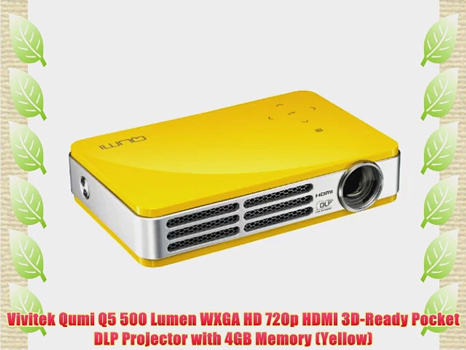 Vivitek Qumi Q5 500 Lumen WXGA HD 720p HDMI 3D-Ready Pocket DLP Projector with 4GB Memory (Yellow)