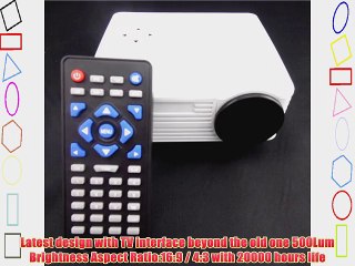 1080P LED Protable Projector HD PC AV TV VGA USB HDMI(White)