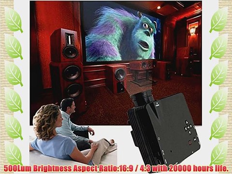 Aketek? 1080P LED Protable Projector HD PC AV VGA USB HDMI(Black)