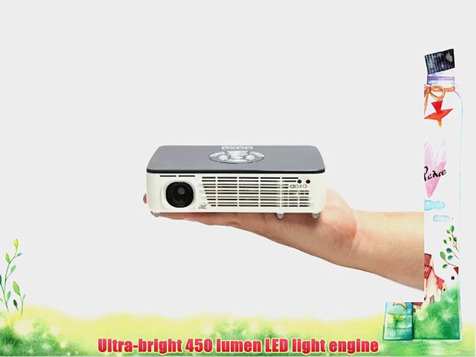 AAXA P450 Pico/Micro Projector with LED WXGA 1280x800 Resolution 450 Lumens Pocket Size HDMI