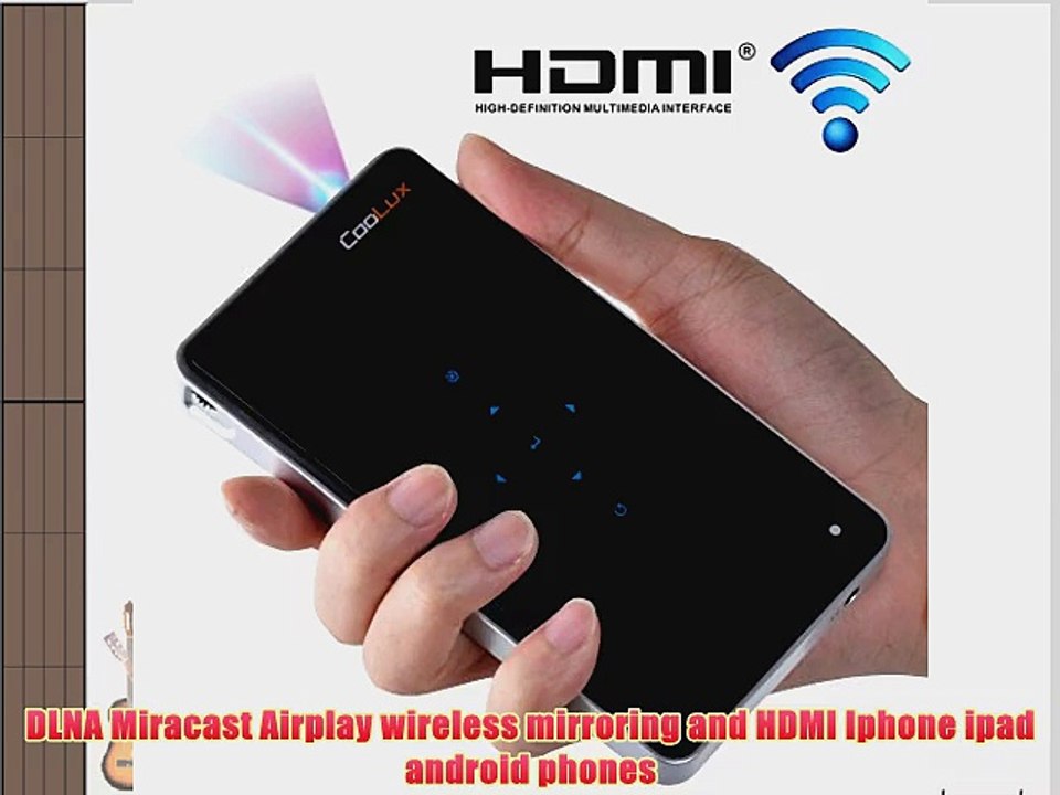 Coolux@Q6 LED Pico Mini Pocket Projector 5000mAh Battery DLP Support 1080p HDMI DLNA/Airplay/Miracast