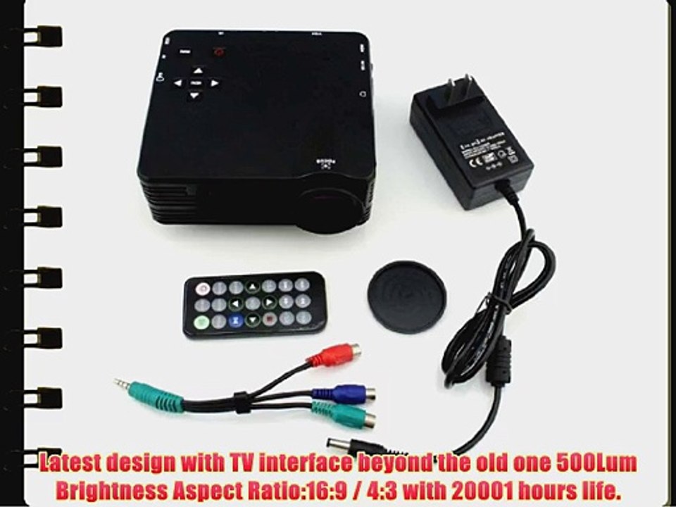 AomeTech? 1080P LED Protable Projector PC AV TV VGA USB HDMI(Black)