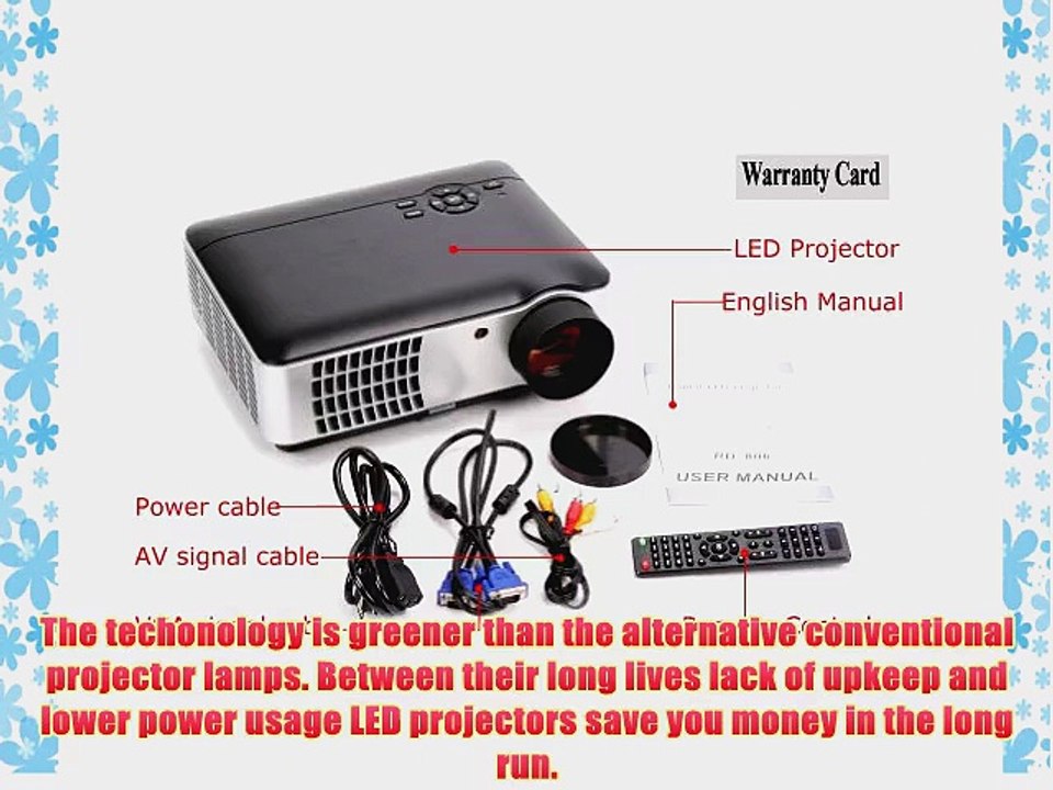 Taotaole 50000hrs 2800lumens LED 1080p Hd Ready Video Lcd Projector Hdmi Usb