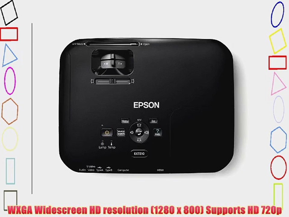 Epson EX7210 Projector (Portable WXGA 720p Widescreen 3LCD 2800 lumens color brightness 2800