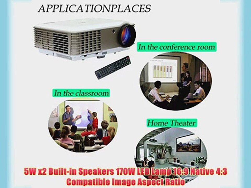 EUG 88 LED Projector HD 1080p Video Home Cinema Theater System 3D Ready 3600 Lumens 1280x800