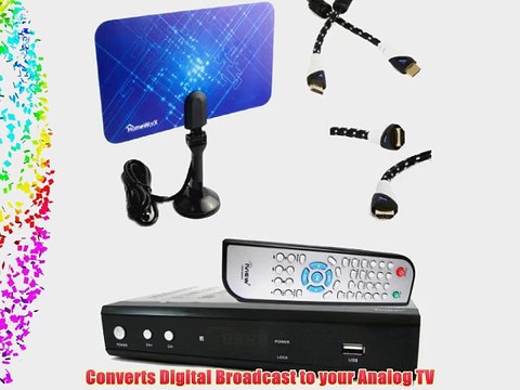 iView HDTV 3500STB DTV Converter Box BUNDLE Flat Digital Indoor Tv Antenna Aurum HDMI cable