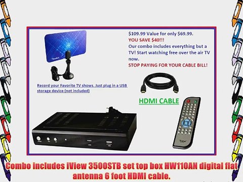 iView 3500STB Digital to Analog DTV converter box combo Top Selling Antenna 6' premium