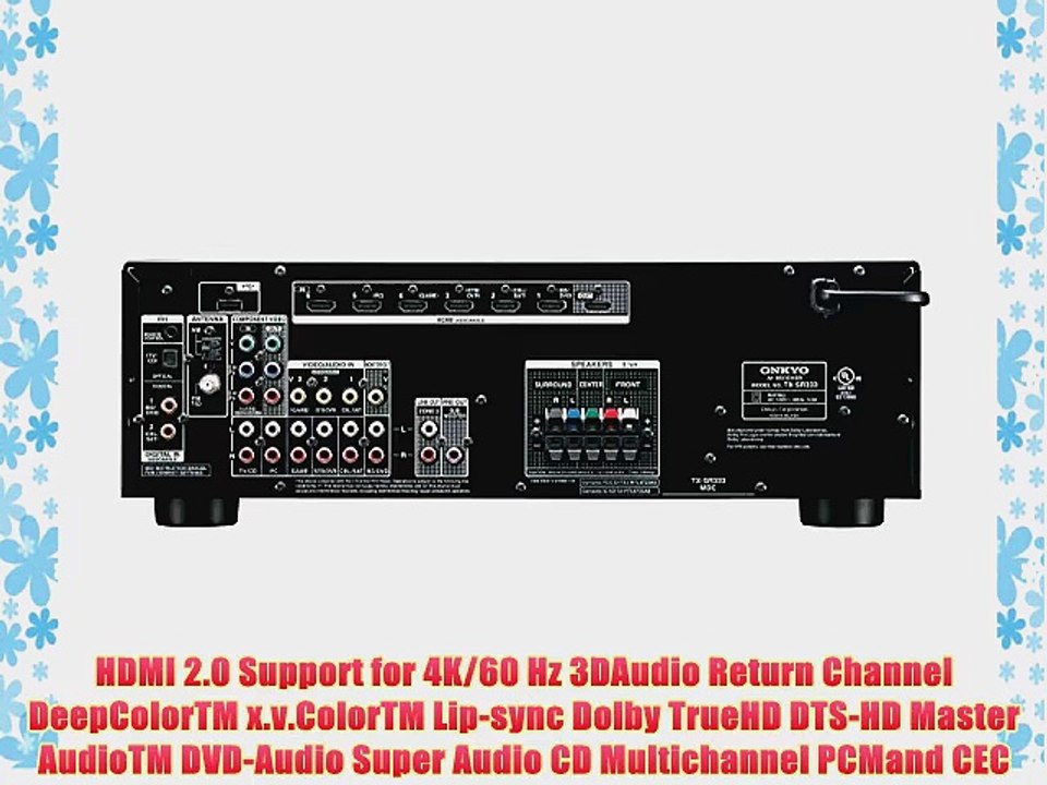 Onkyo TX-SR333 5.1-Channel Home Theater Receiver with Bluetooth