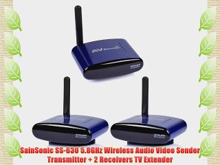 SainSonic SS-630 5.8GHz Wireless Audio Video Sender Transmitter   2 Receivers TV Extender