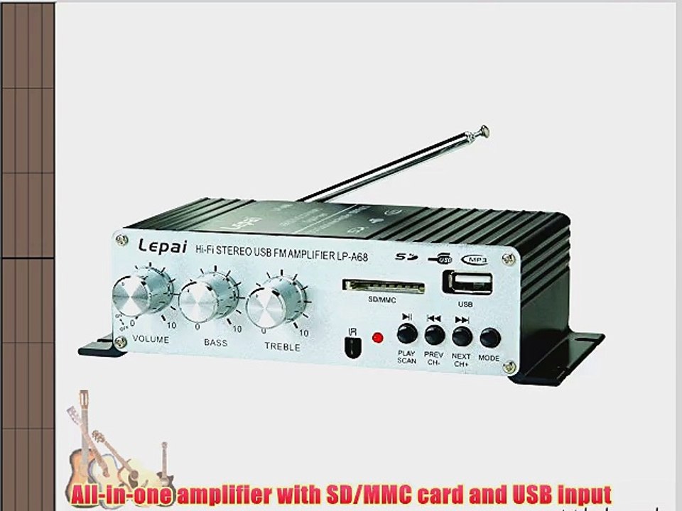 Lepai LP-A68 Digital 2 x 15W Amplifier with Remote/USB/MP3/SD/FM
