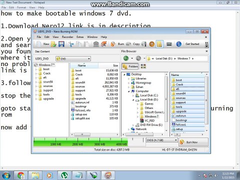 How To Make Windows 7 Bootable DVD Using Nero 12 - video Dailymotion