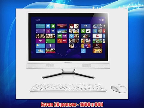 Lenovo C365 Ordinateur de bureau Tout-en-un 20 Blanc (AMD E1 Disque dur 1 To 4 Go de RAM Windows