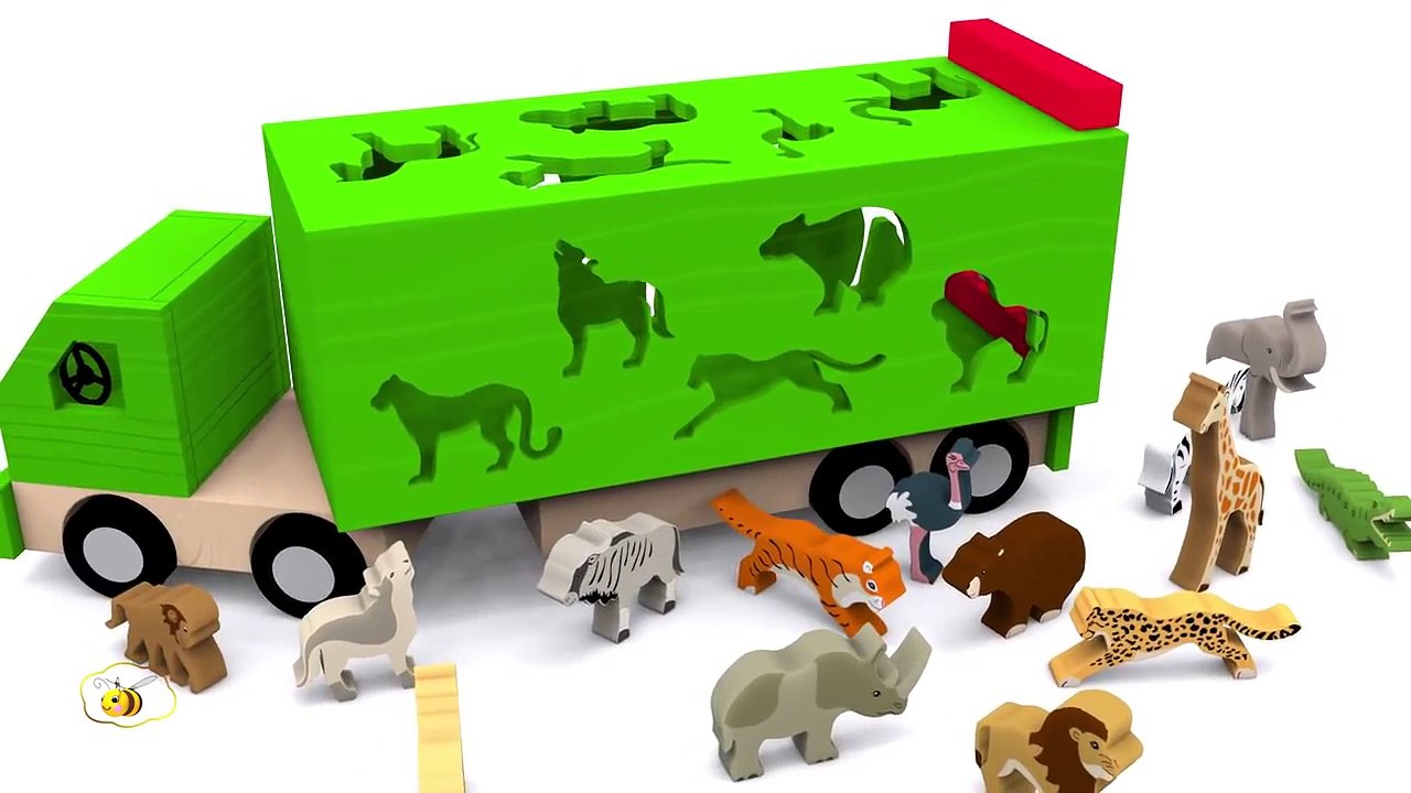 Cartoons about trucks and cars for children. Learn 15 wild animals in English!