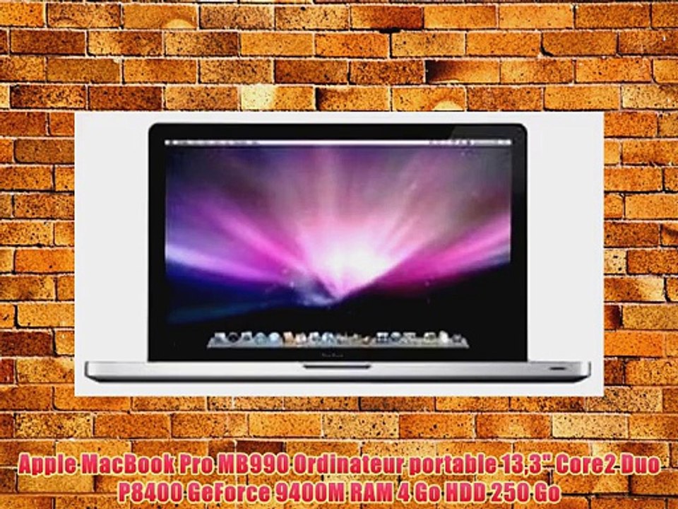 Apple MacBook Pro MB990 Ordinateur portable 133 Core2 Duo P8400 GeForce 9400M RAM 4 Go HDD