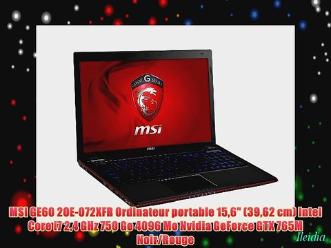 MSI GE60 2OE-072XFR Ordinateur portable 156 (3962 cm) Intel Core i7 24 GHz 750 Go 4096 Mo Nvidia