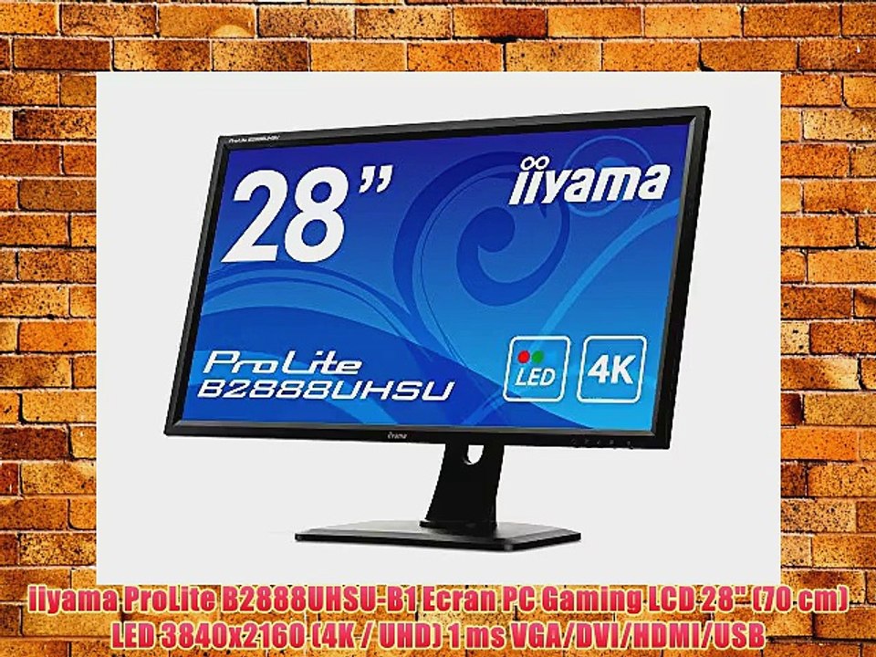 iiyama ProLite B2888UHSU-B1 Ecran PC Gaming LCD 28 (70 cm) LED 3840x2160 (4K / UHD) 1 ms VGA/DVI/HDMI/USB