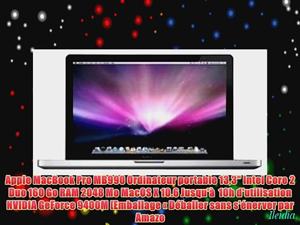 Apple MacBook Pro MB990 Ordinateur portable 133 Intel Core 2 Duo 160 Go RAM 2048 Mo MacOS X