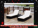 Belize 3 Piece Outdoor Patio Furniture Chaise Lounger Set Black or Brown Wicker