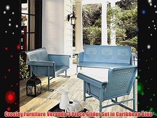 Crosley Furniture Veranda 3 Piece Glider Set in Caribbean Blue