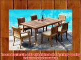 Giva 7 Pc Luxurious Grade-A Teak Dining Set - 94 Double Extension Rectangle Table 4 Armless