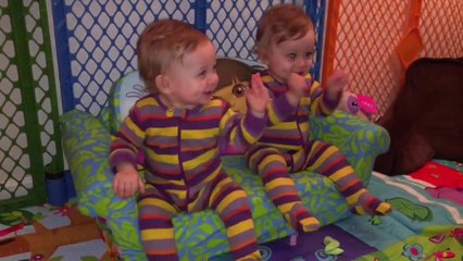 Twin Baby Girls Show Off Their Dance Moves to the Chicken Song
