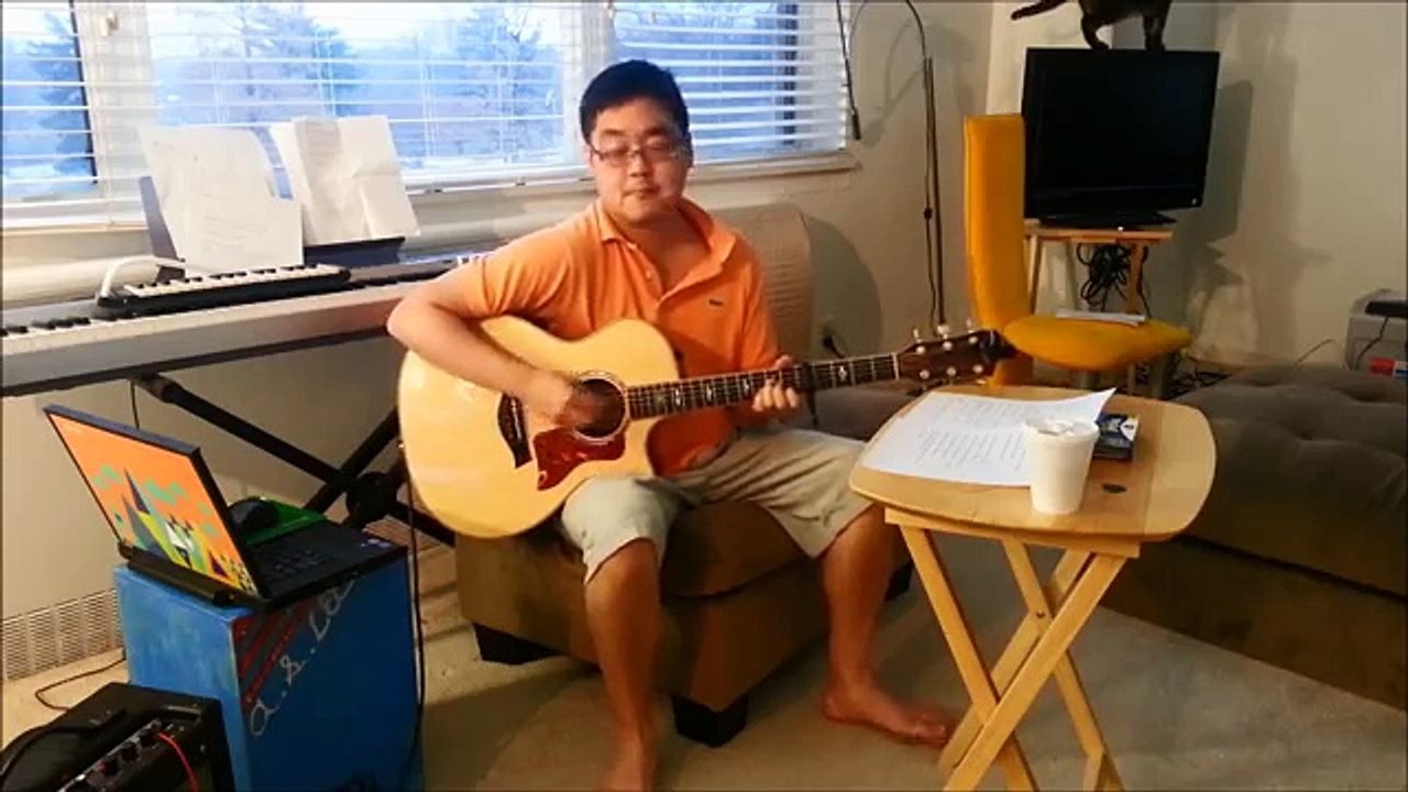 FAIL : Un chat perché sur une télévision pendant que son maître joue de la guitare