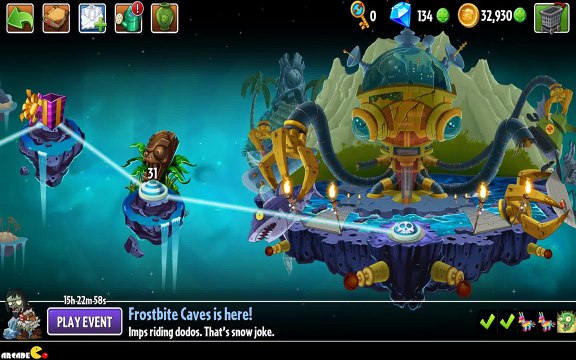 Plants vs Zombies 2 Frostbite Caves Pinata Party 1 21!(Spike Rock)