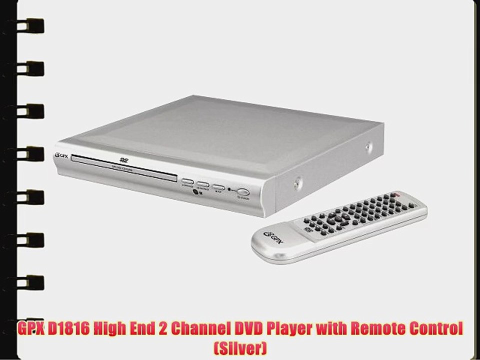 GPX D1816 High End 2 Channel DVD Player with Remote Control (Silver)