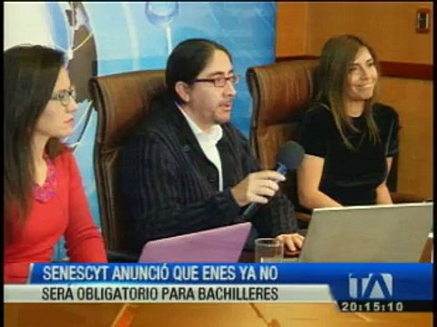 Senescyt anunció que Enes ya no es obligatorio para bachilleres